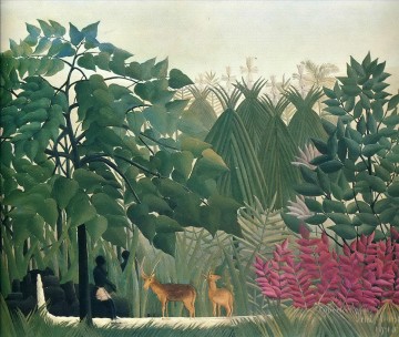 動物 Painting - 滝 1910 アンリ・ルソーの鹿